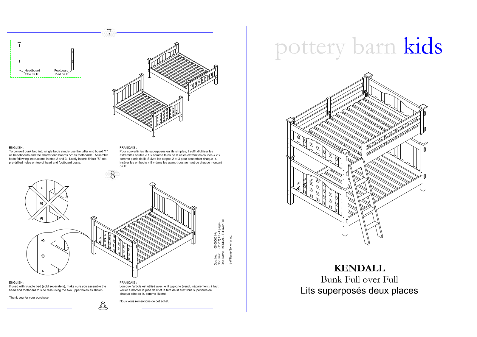 Pottery Barn Kendall Full Bunk Assembly Instruction