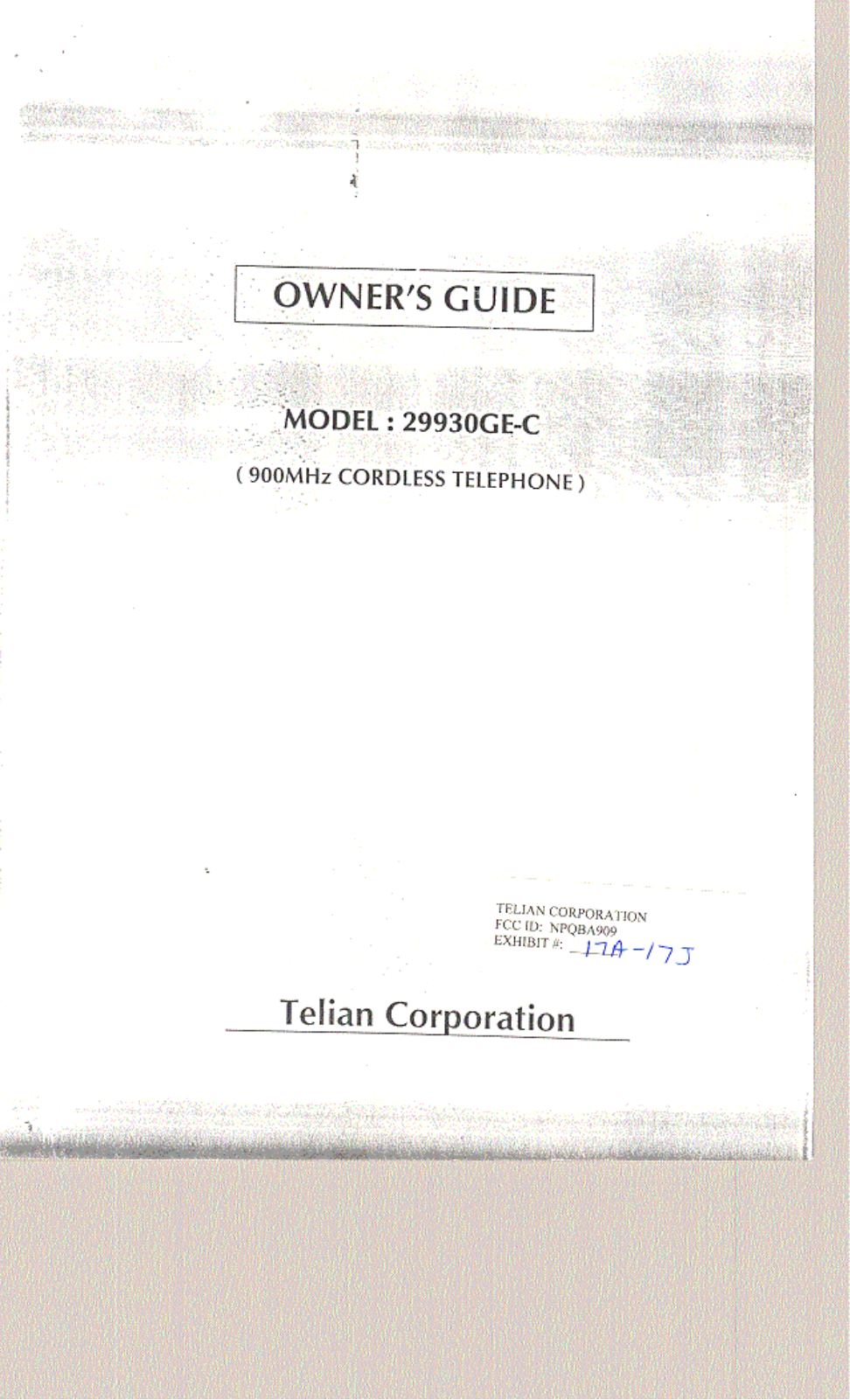 Telian BA909 Instruction Manual