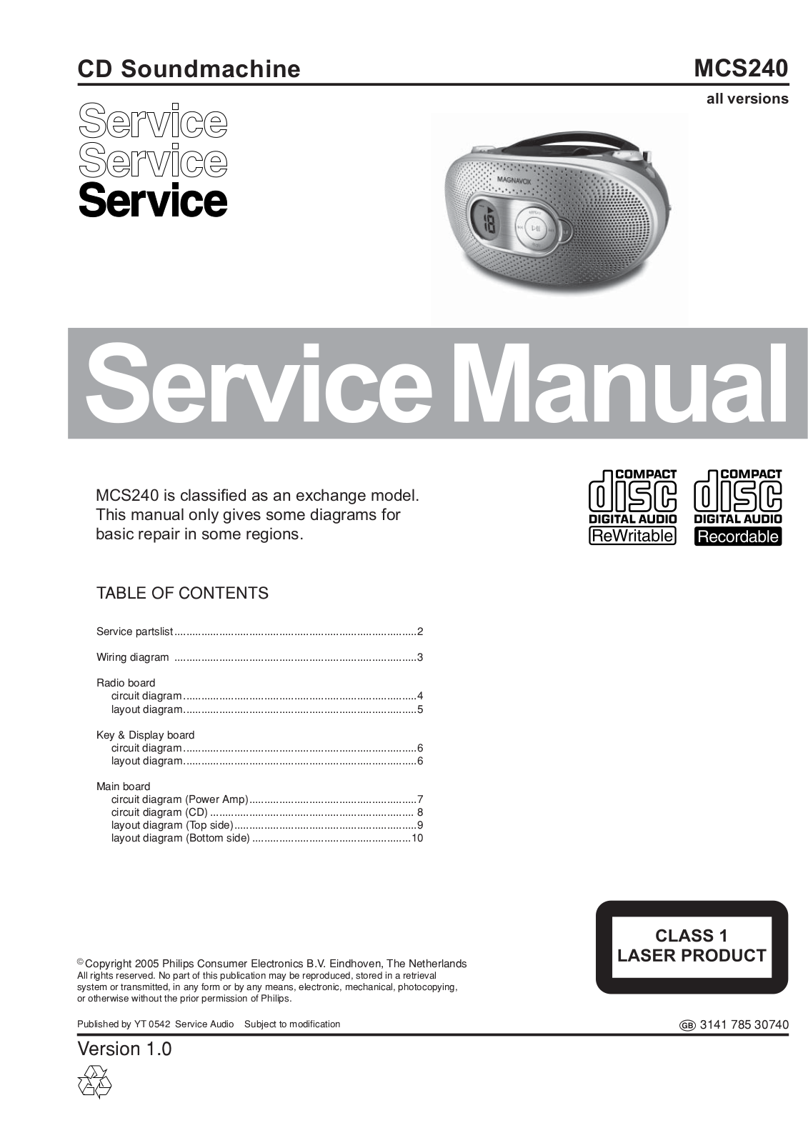 Philips MCS-240 Service Manual