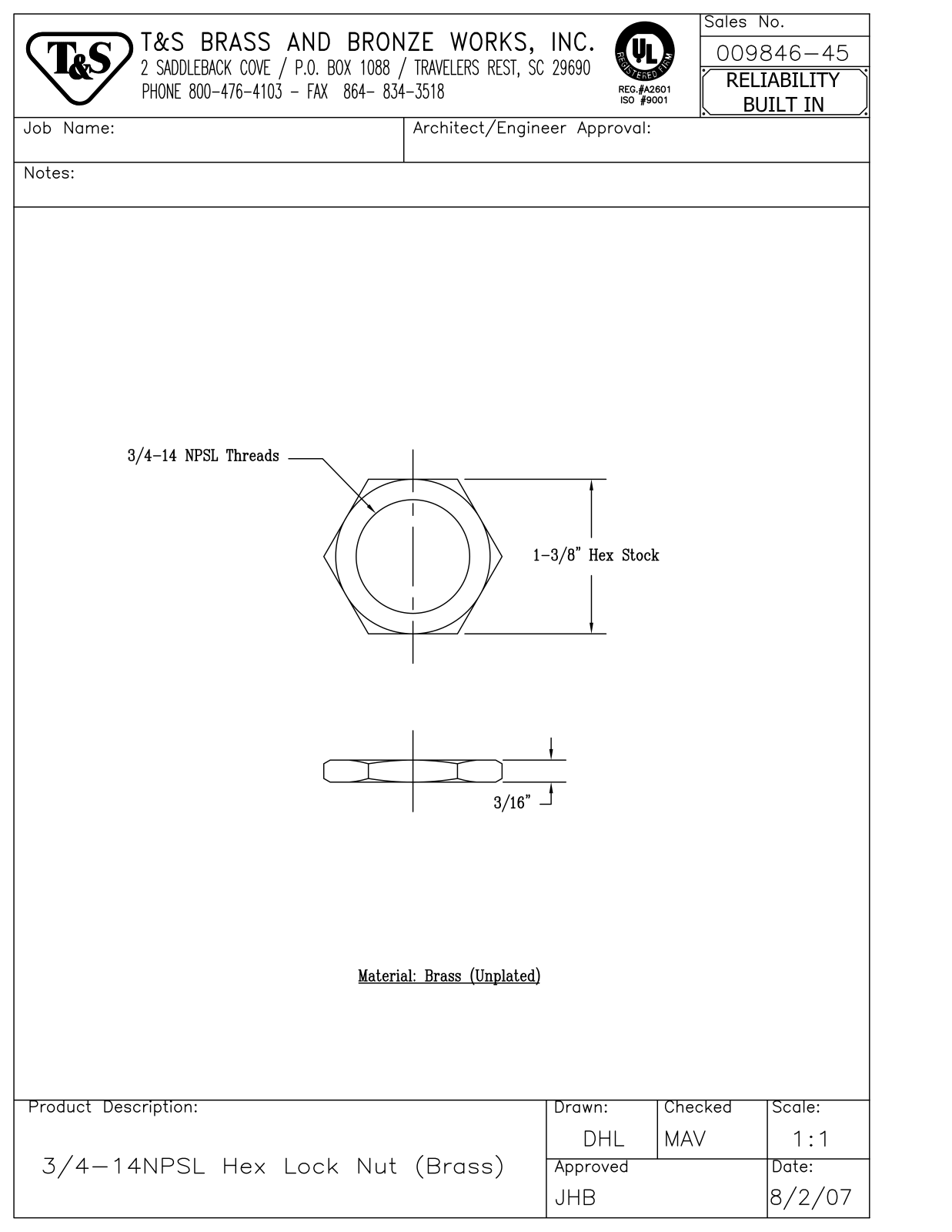 T&S Brass 009846-45 User Manual