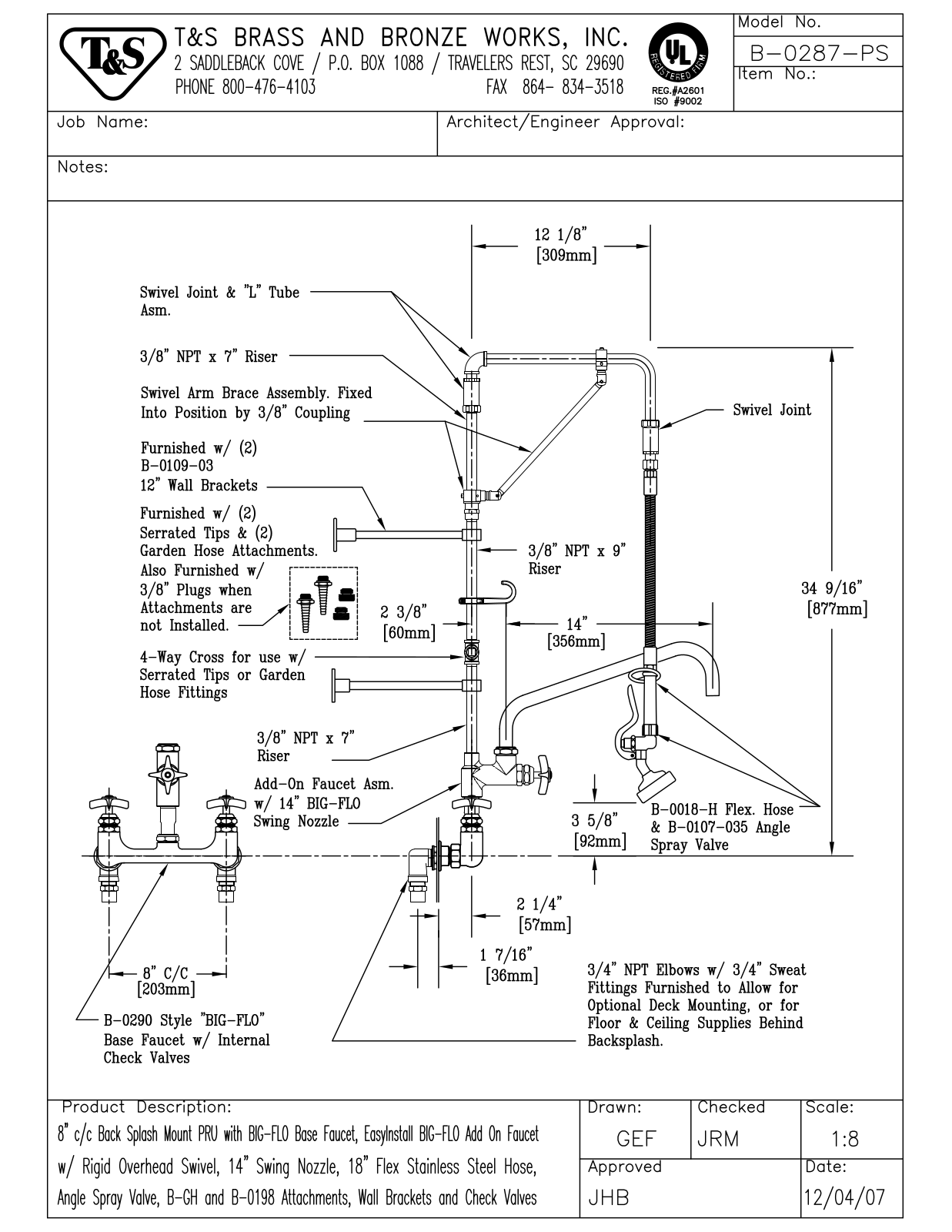 T&S Brass B-0287-PS User Manual