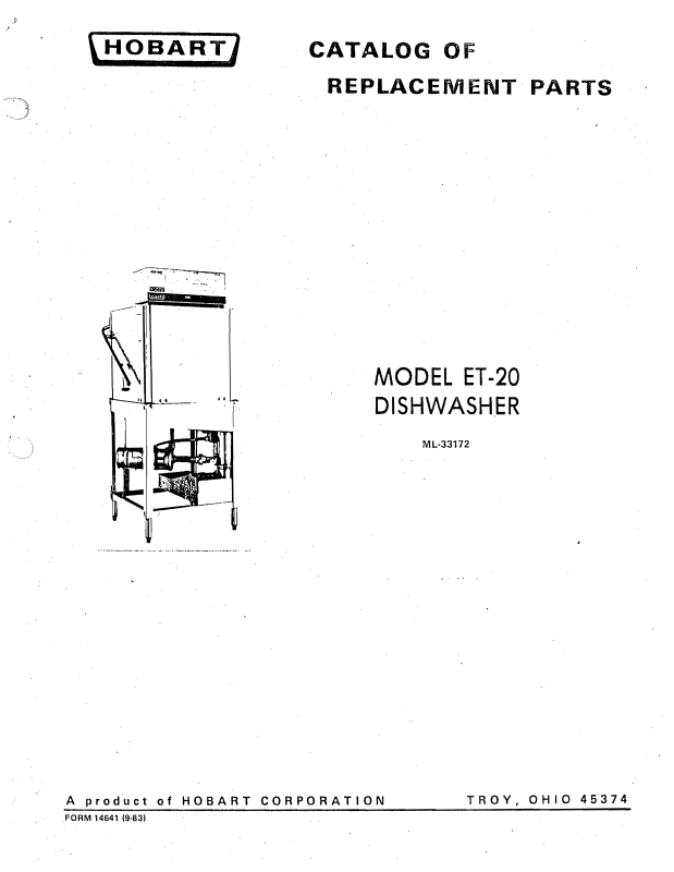 Hobart ET 20 Parts List   Cover Md 