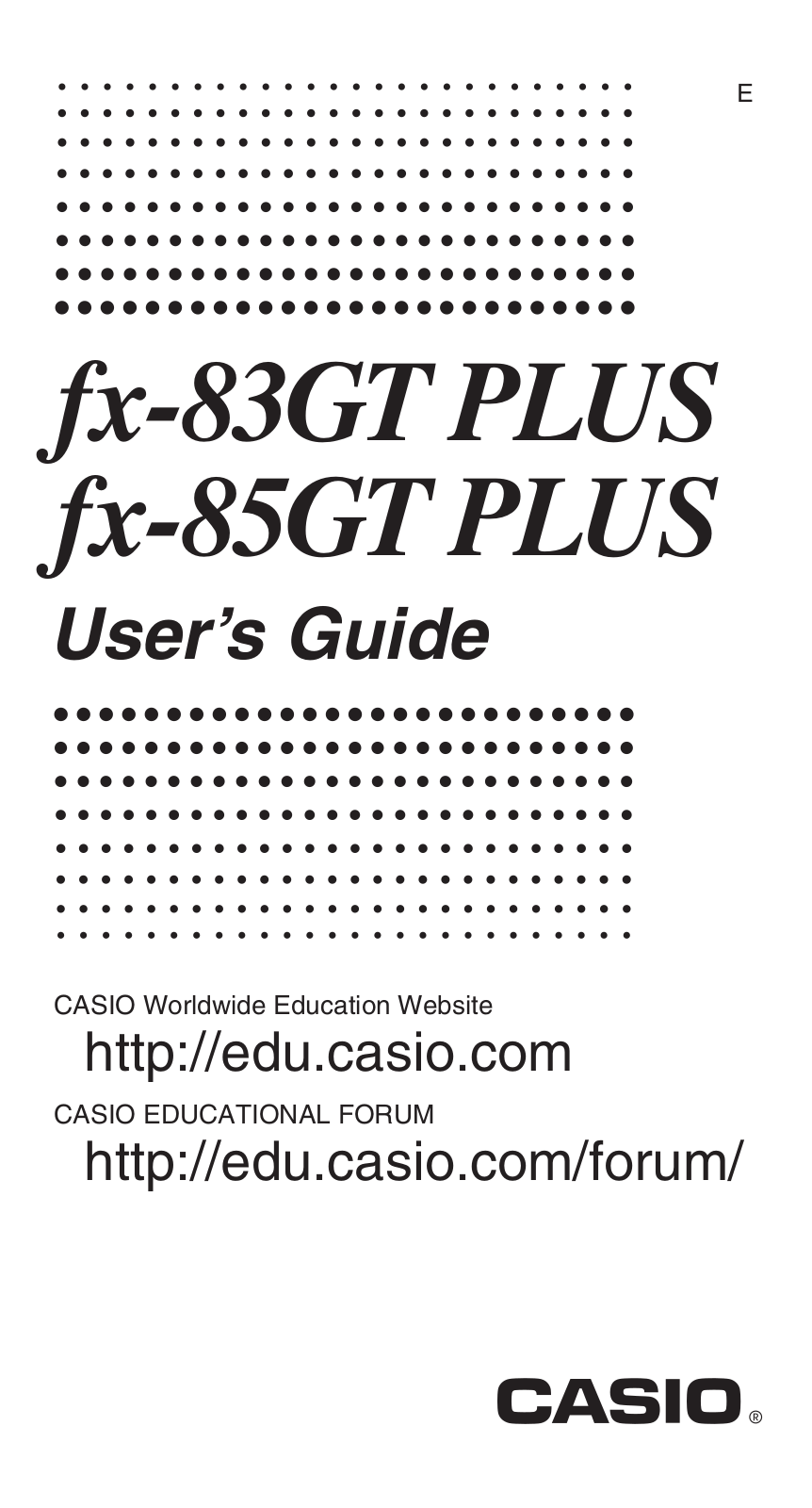 Casio FX-83GT PLUS, FX-85GT PLUS User Manual