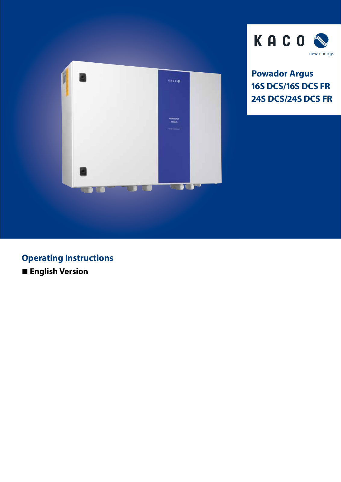 KACO Powador Argus 16S DCS User Manual