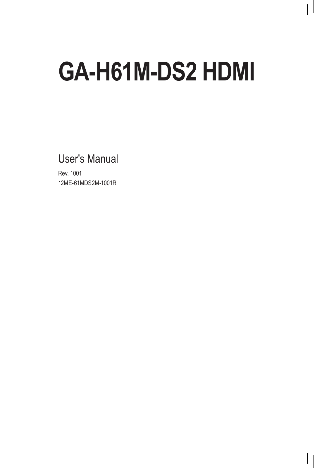 Gigabyte GA-H61M-DS2 HDMI User Manual