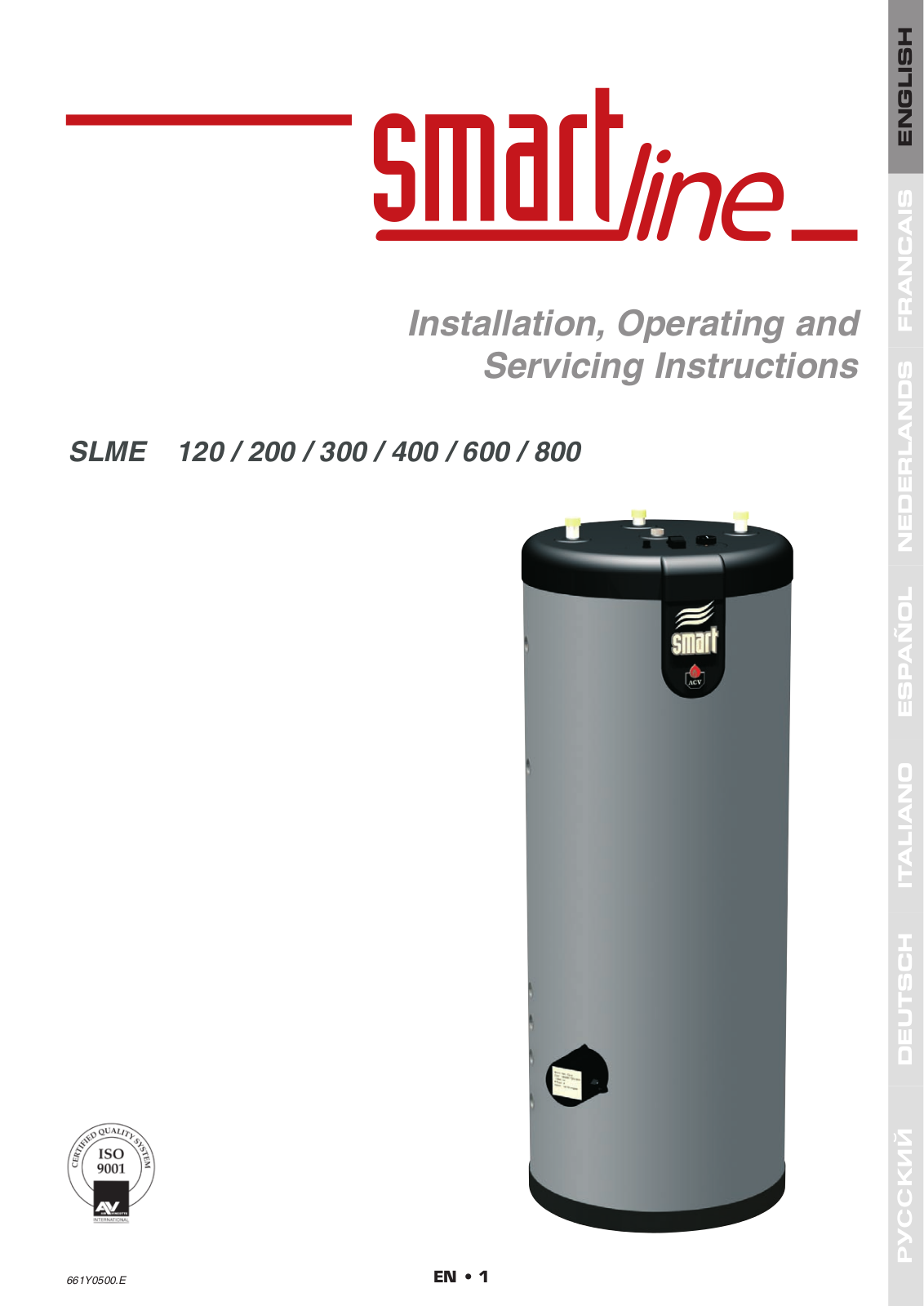 ACV SLME 120, SLME 200, SLME 300, SLME 400, SLME 600 Installation, Operating and Servicing Instructions