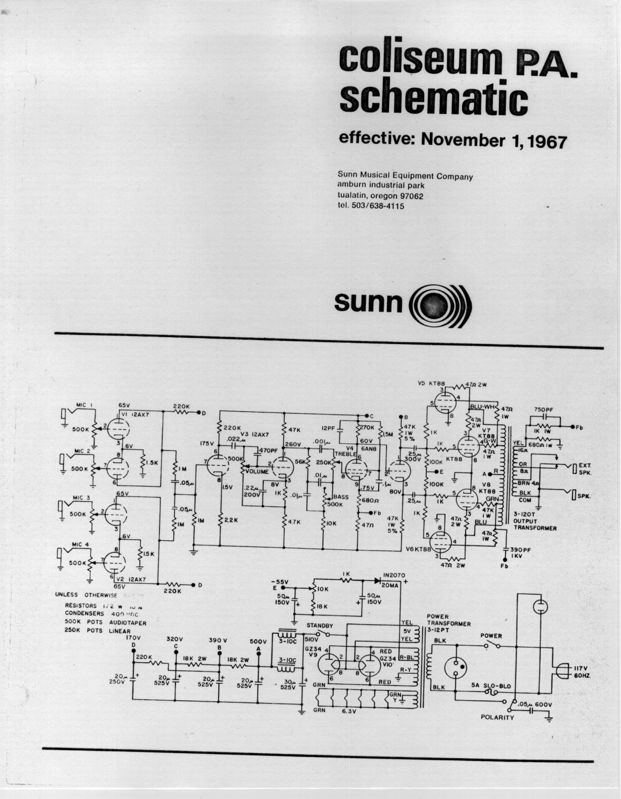 Sunn coliseum pa schematic