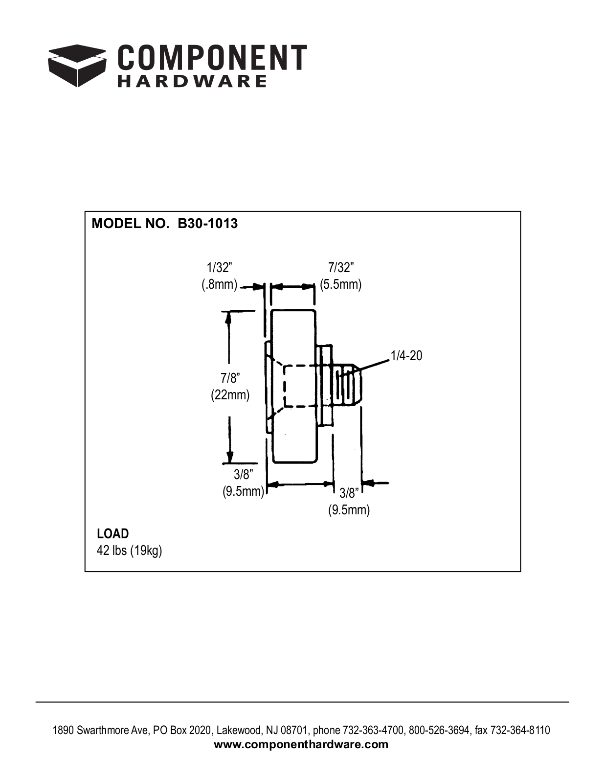 Component Hardware B30-1013 User Manual