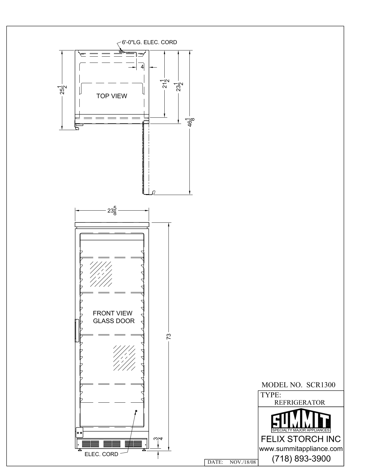 Summit SCR1300 Technical Drawers