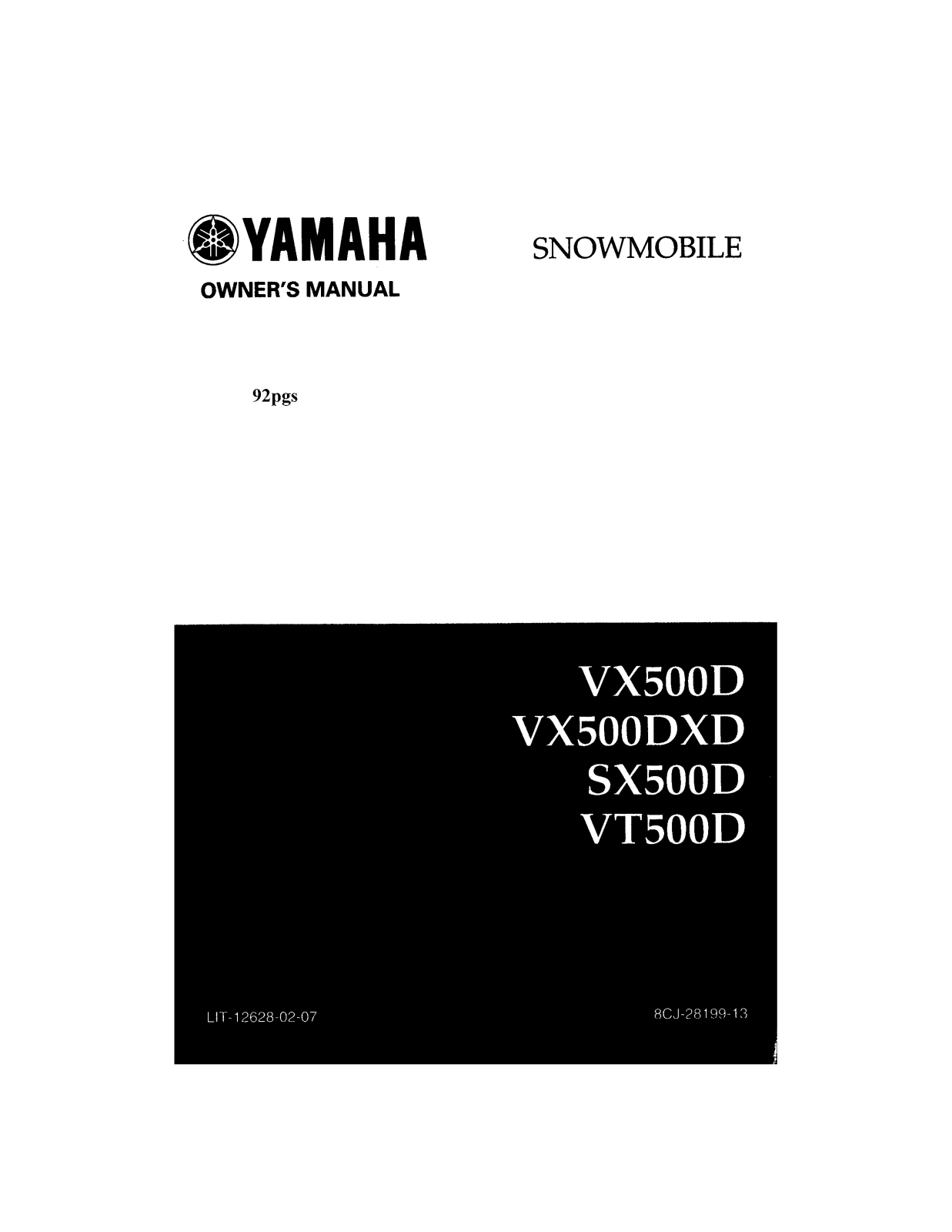 Yamaha VMAX 500, VENTURE 500, SX500 Manual