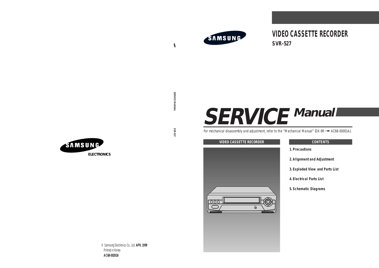 Samsung Svr-527, SVR-527-XEV Service Manual