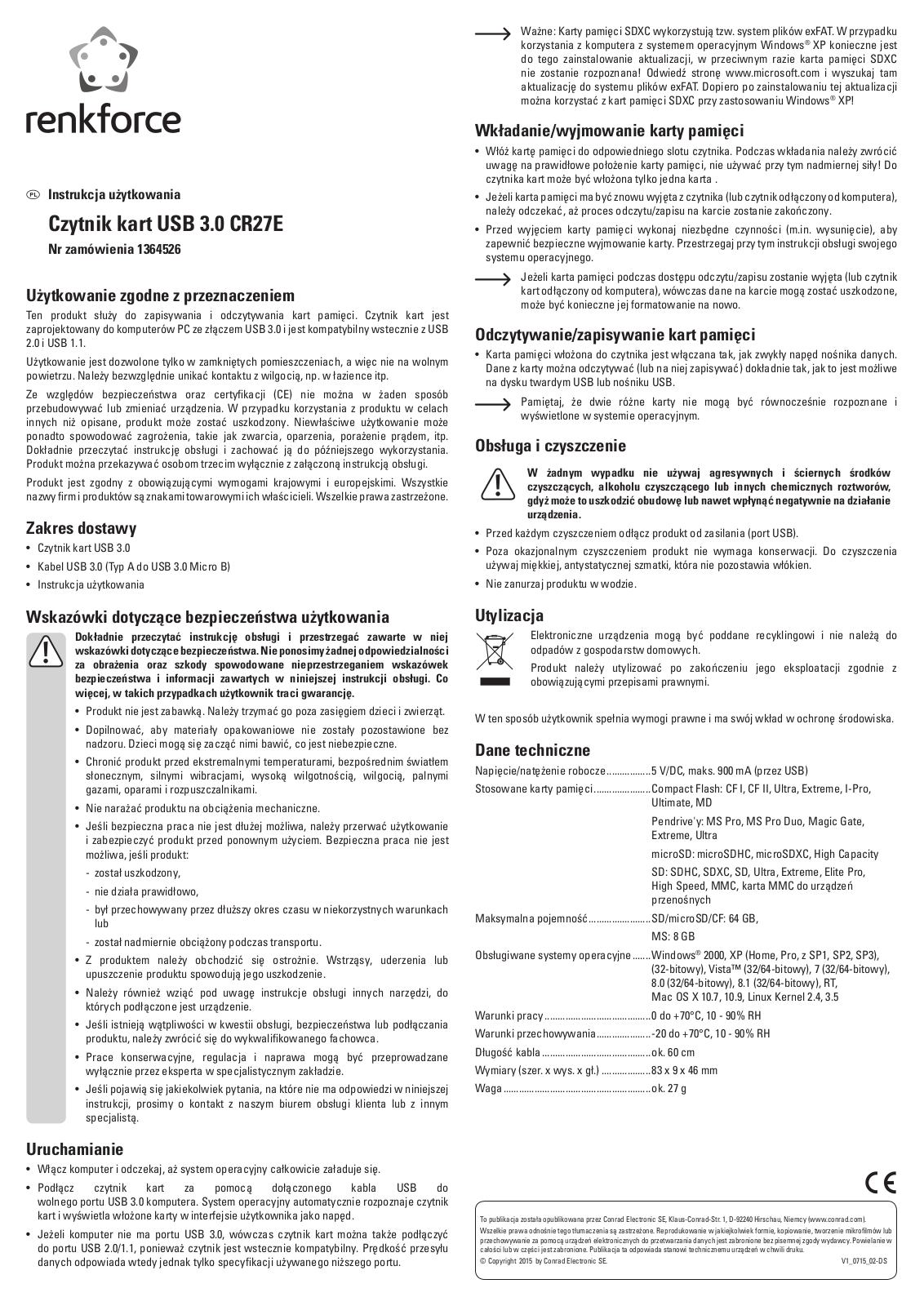 Renkforce CR27E Operating Instructions