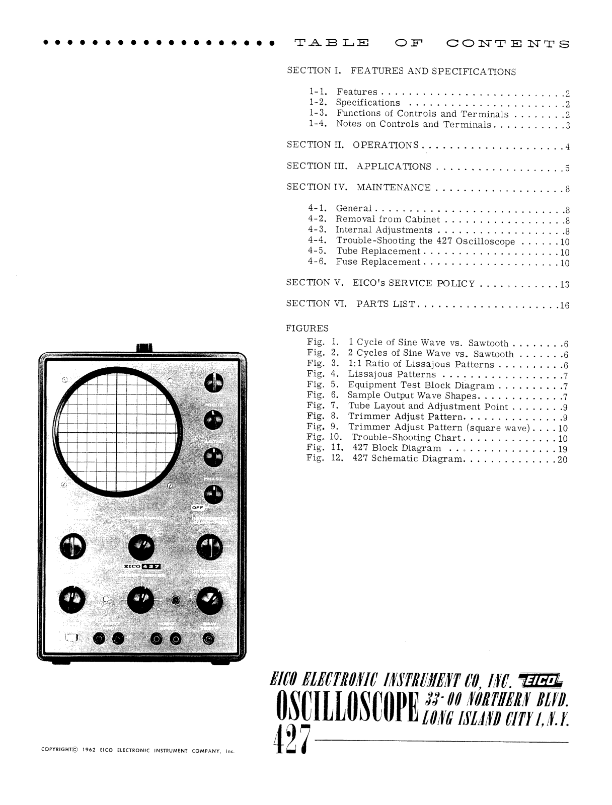 EICO 427 Service manual