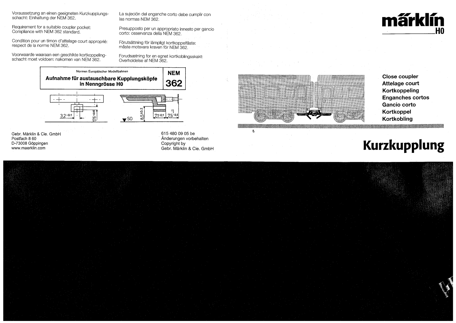 Märklin Close coupler User manual