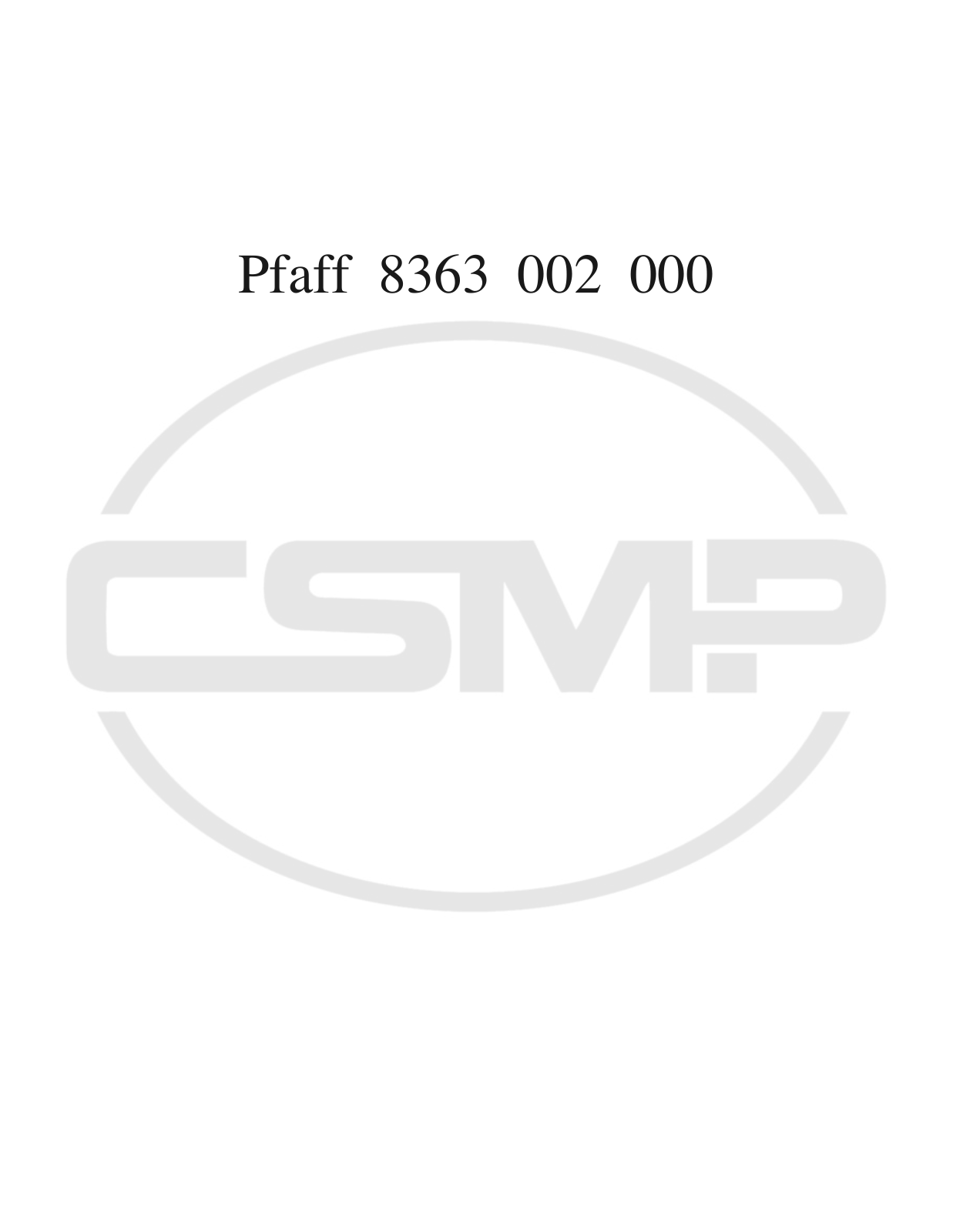 Pfaff 8363 Parts Book