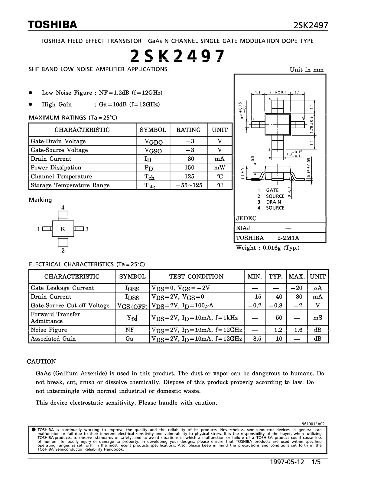 Toshiba 2SK2497 Datasheet