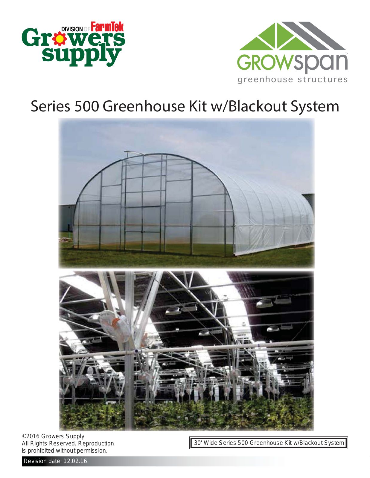 FarmTek Growers Supply GrowSpan 500 Series Instructions Manual