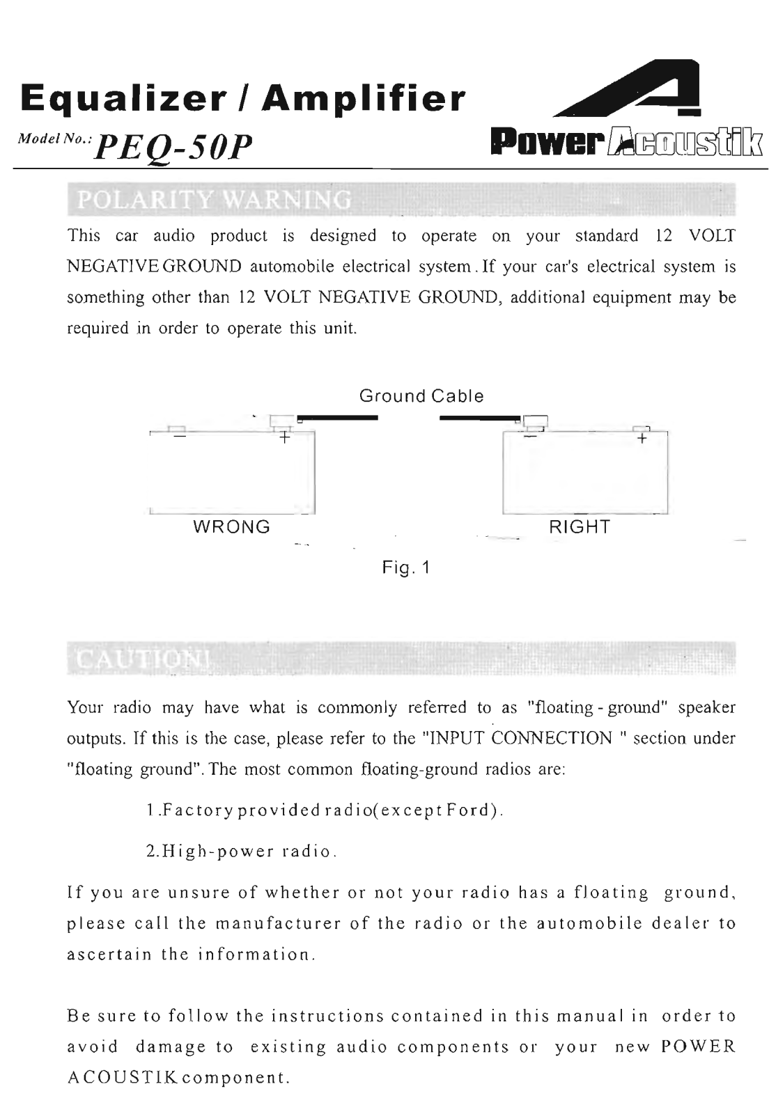 Power Acoustik PEQ-50P User Manual