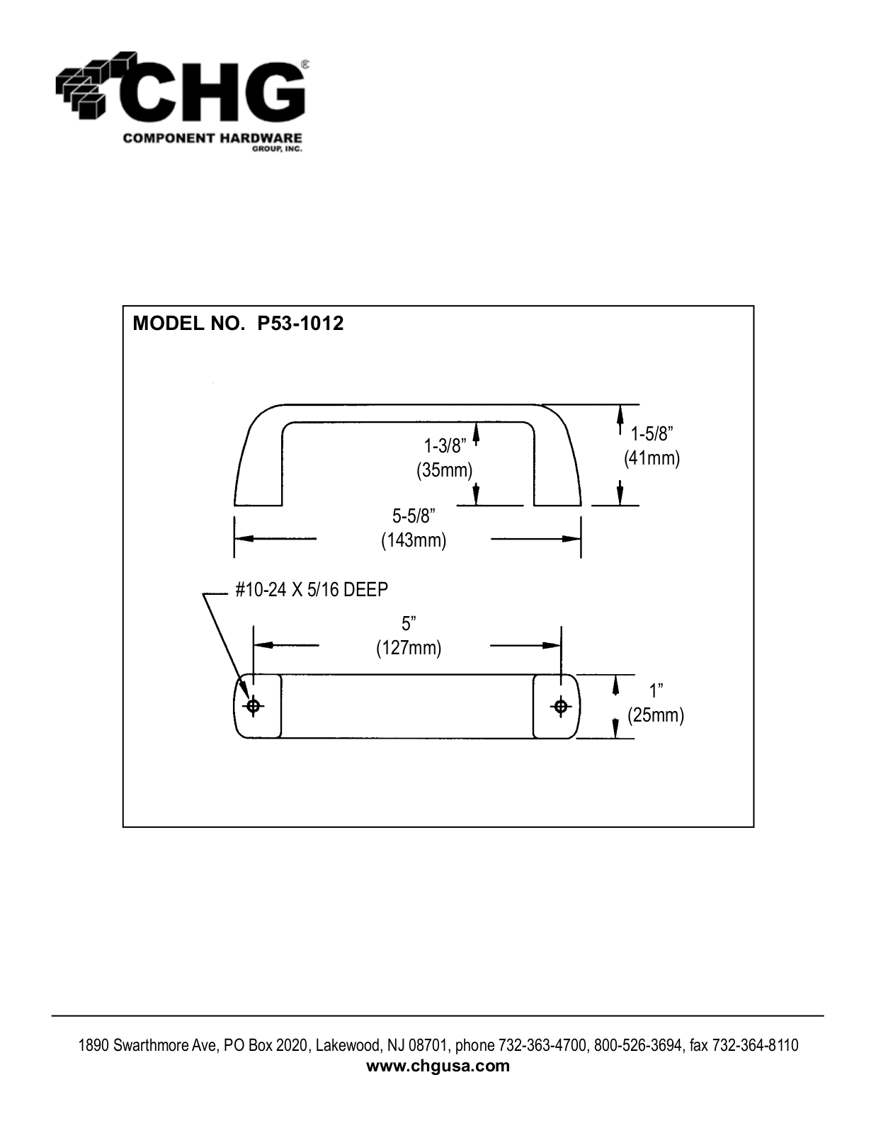 Component Hardware P53-1012 User Manual