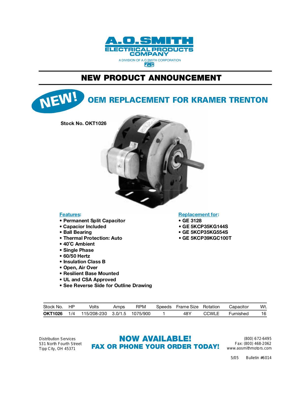 A. O. Smith OKT1026 User Manual