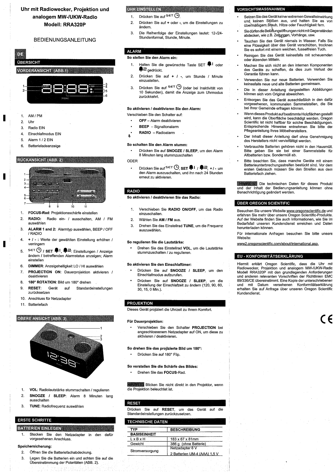 Oregon Scientific RRA 320 P User manual