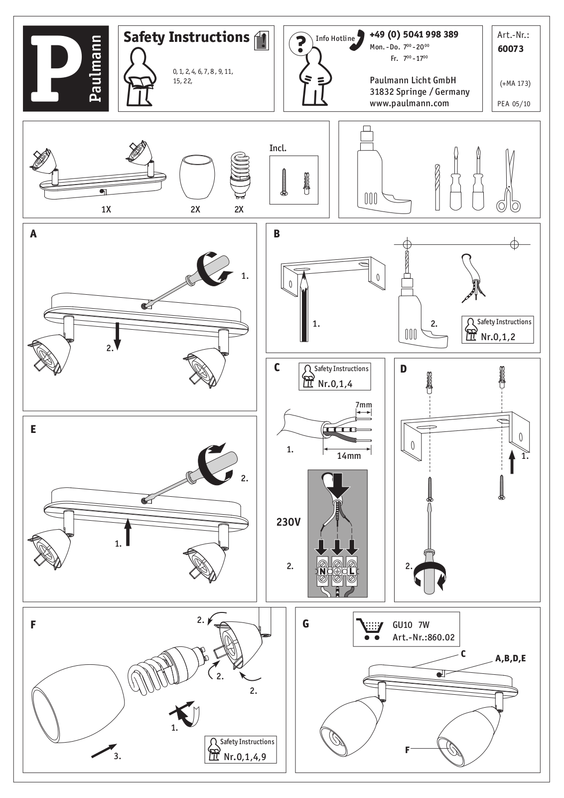 Paulmann 60073 Safety instructions - ManualMachine.com