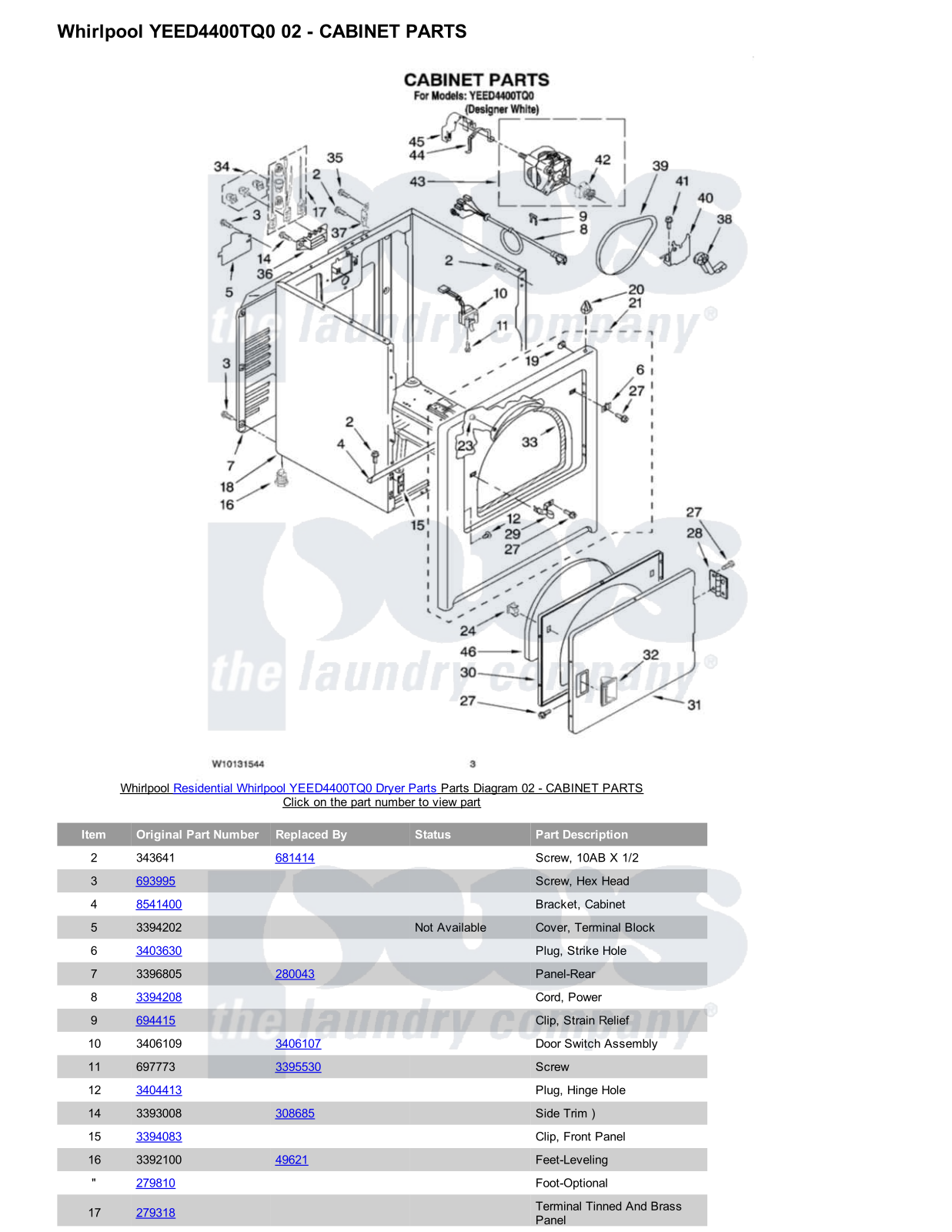 Whirlpool YEED4400TQ0 Parts Diagram