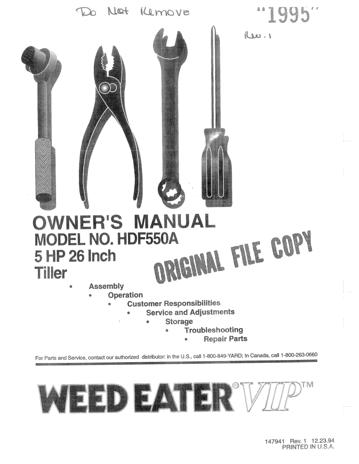 Weed Eater 147941, HDF550A User Manual