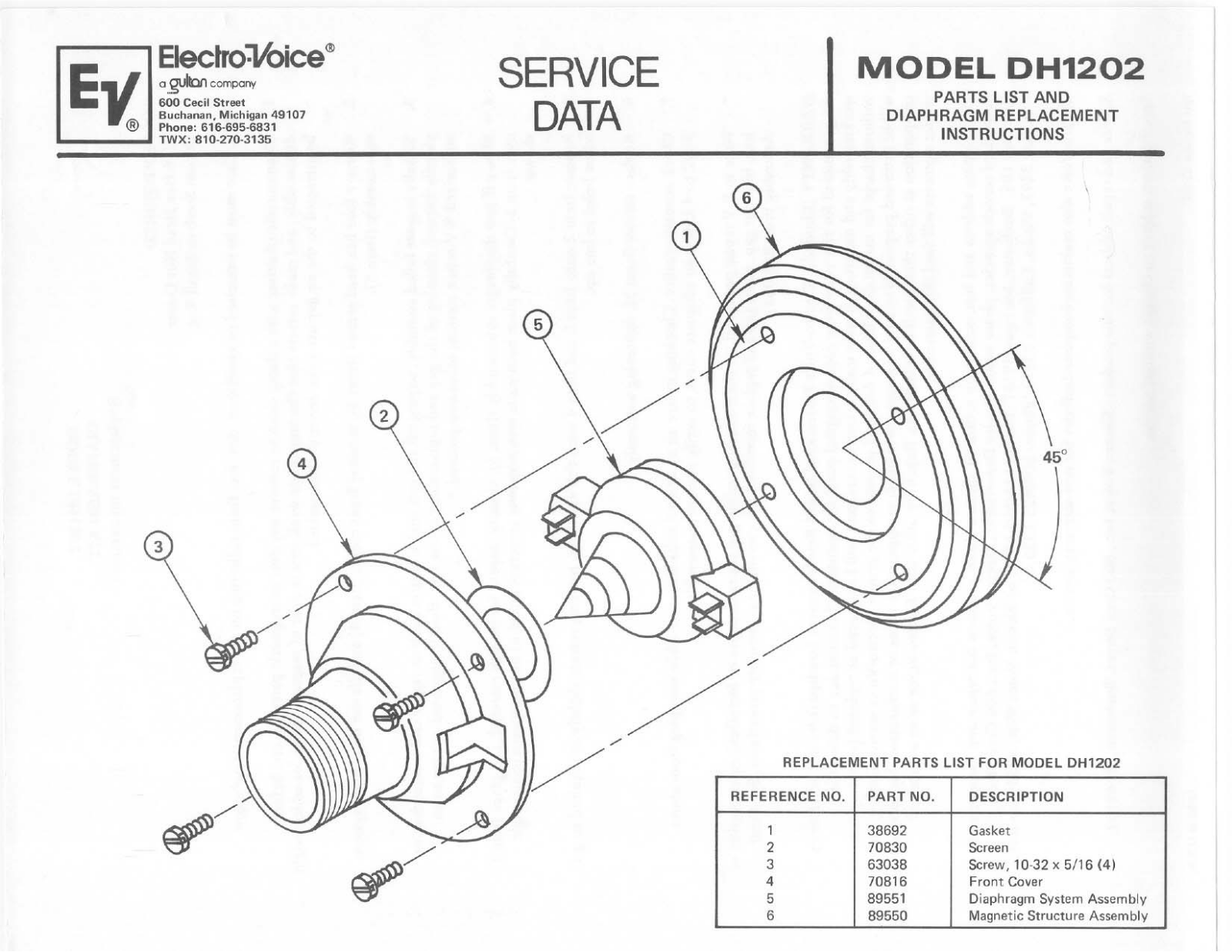 Electro-voice DH1202 DATASHEET