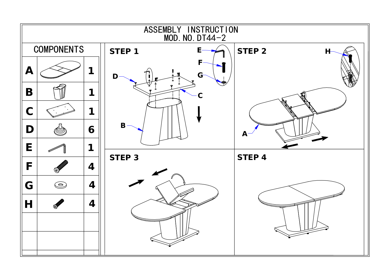 Stool Group DT44-2 ASSEMBLY INSTRUCTIONS