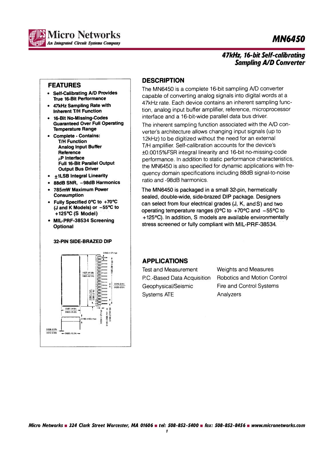 Micronetworks MN6450J, MN6450S-B, MN6450S-BCH, MN6450K, MN6450 Datasheet