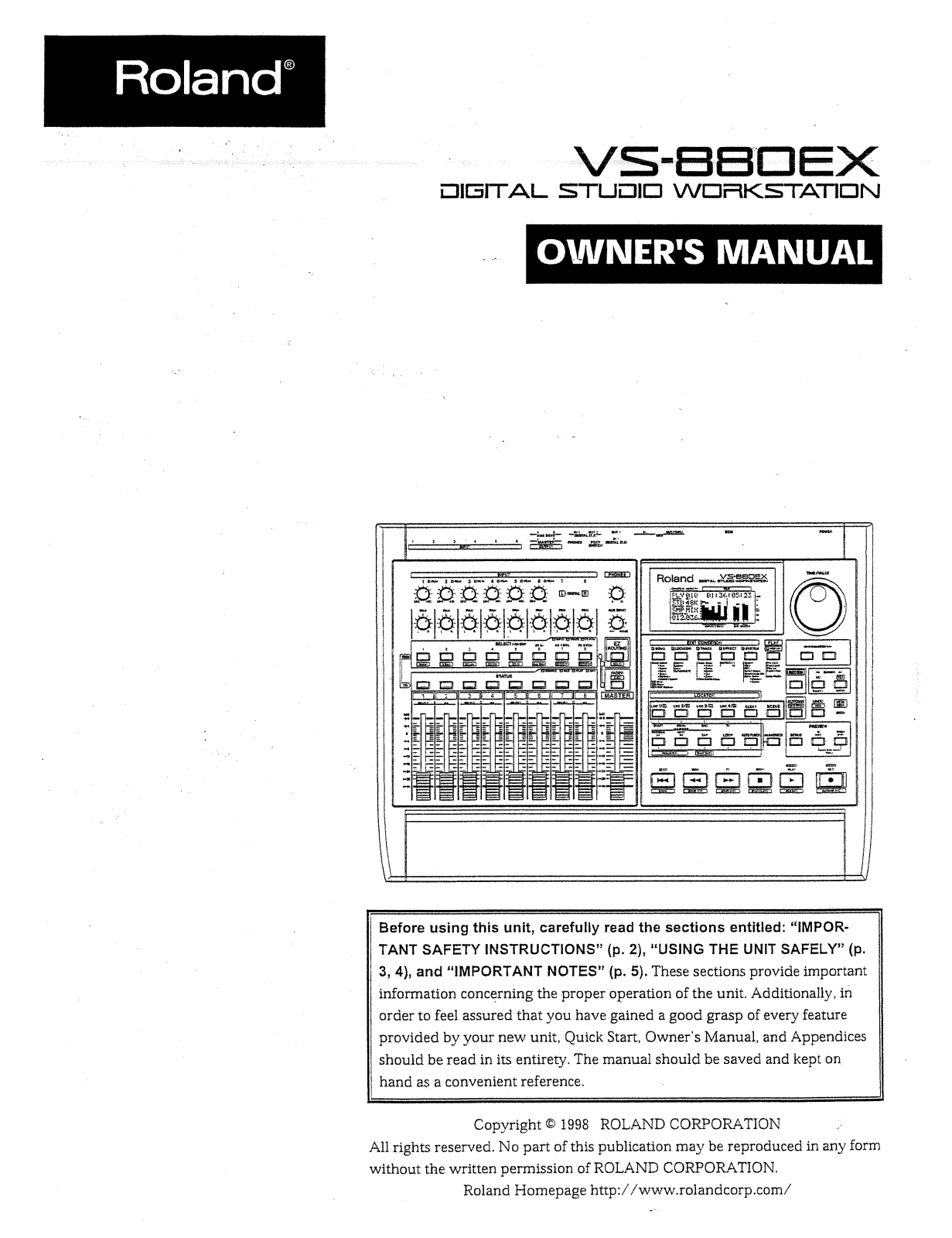 Roland Corporation VS-880EX Owner's Manual