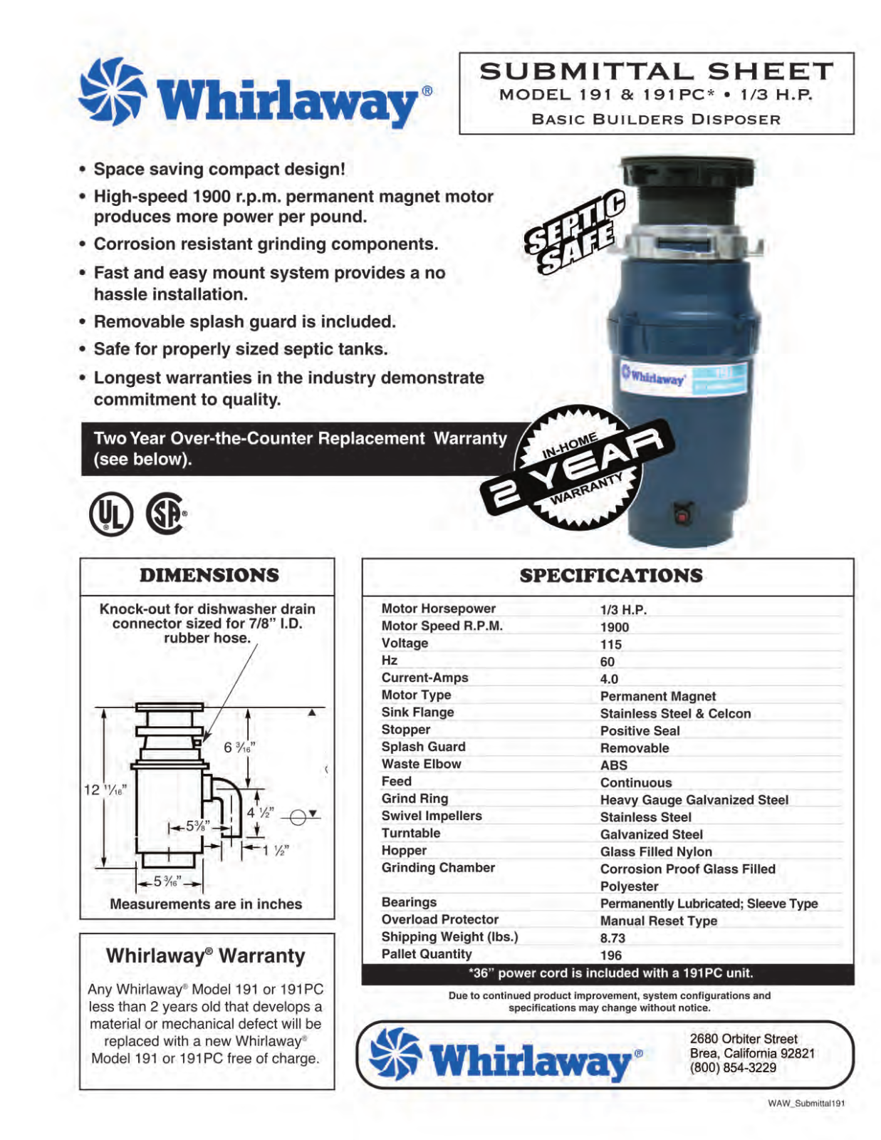 Waste King 191 User Manual