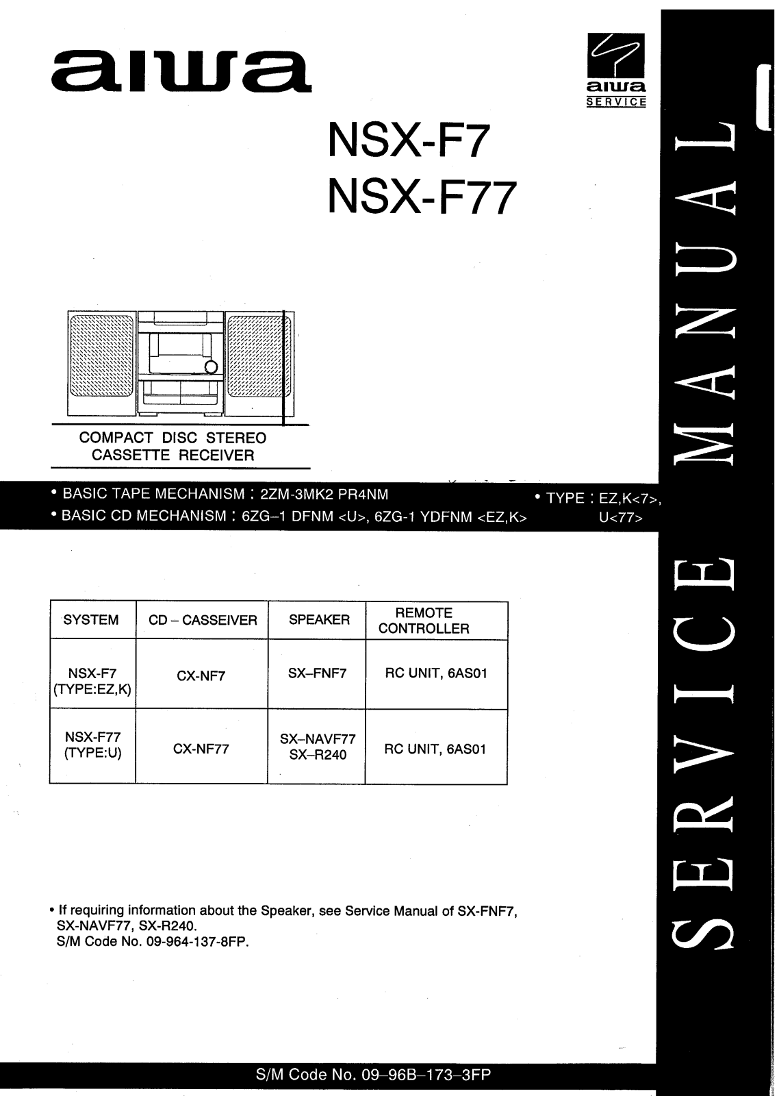 Aiwa NSX-F7 Service Manual 3FP