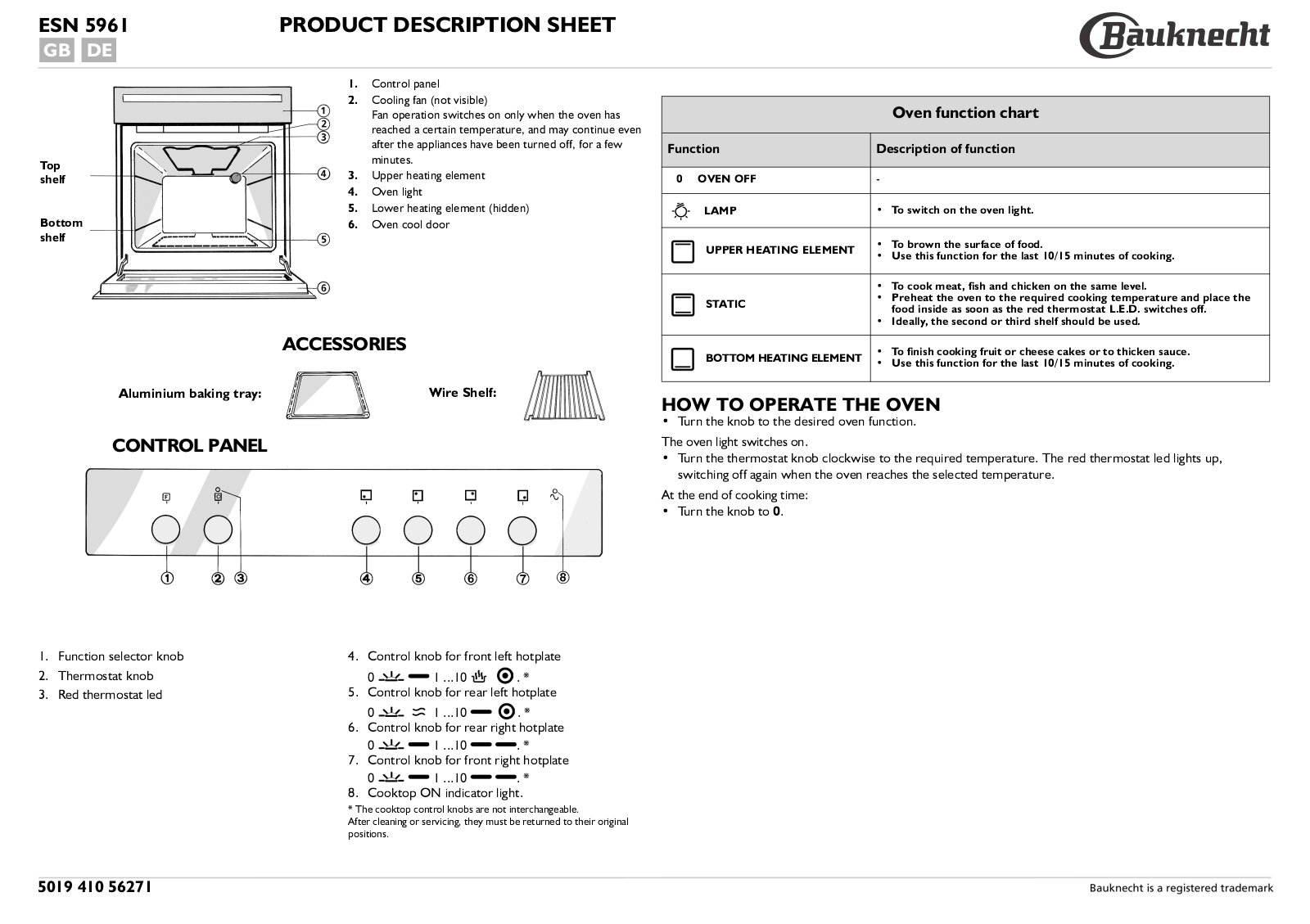 Whirlpool ESN 5961/IN, ESN 5961/SW, ESN 5961/WS INSTALLATION