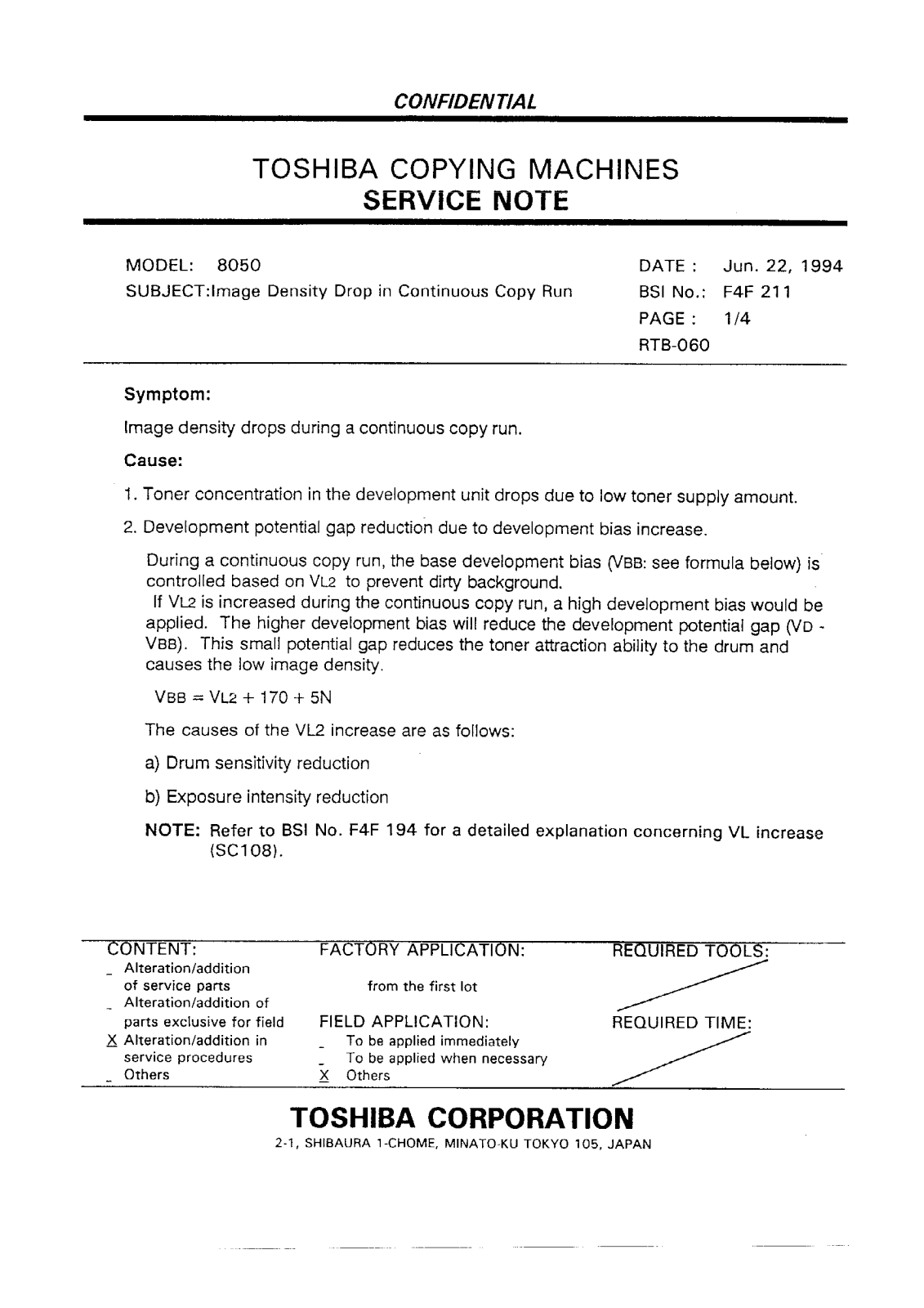 Toshiba f4f211 Service Note