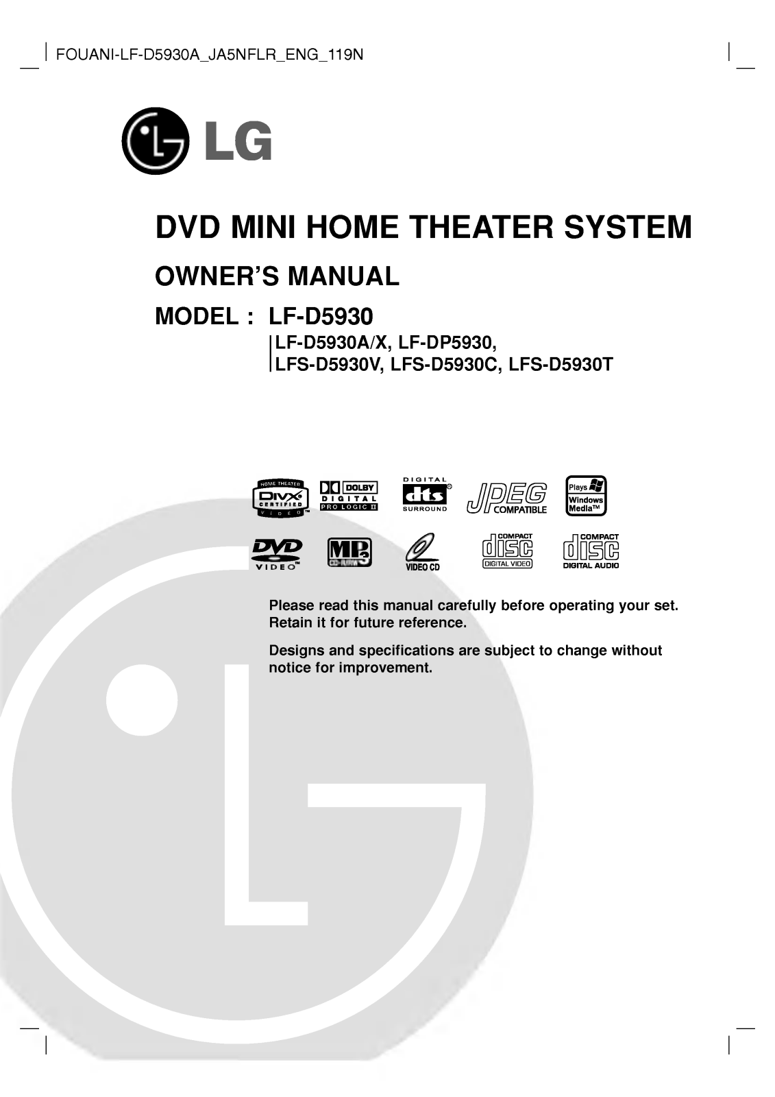 LG LF-DP5930 Owner’s Manual