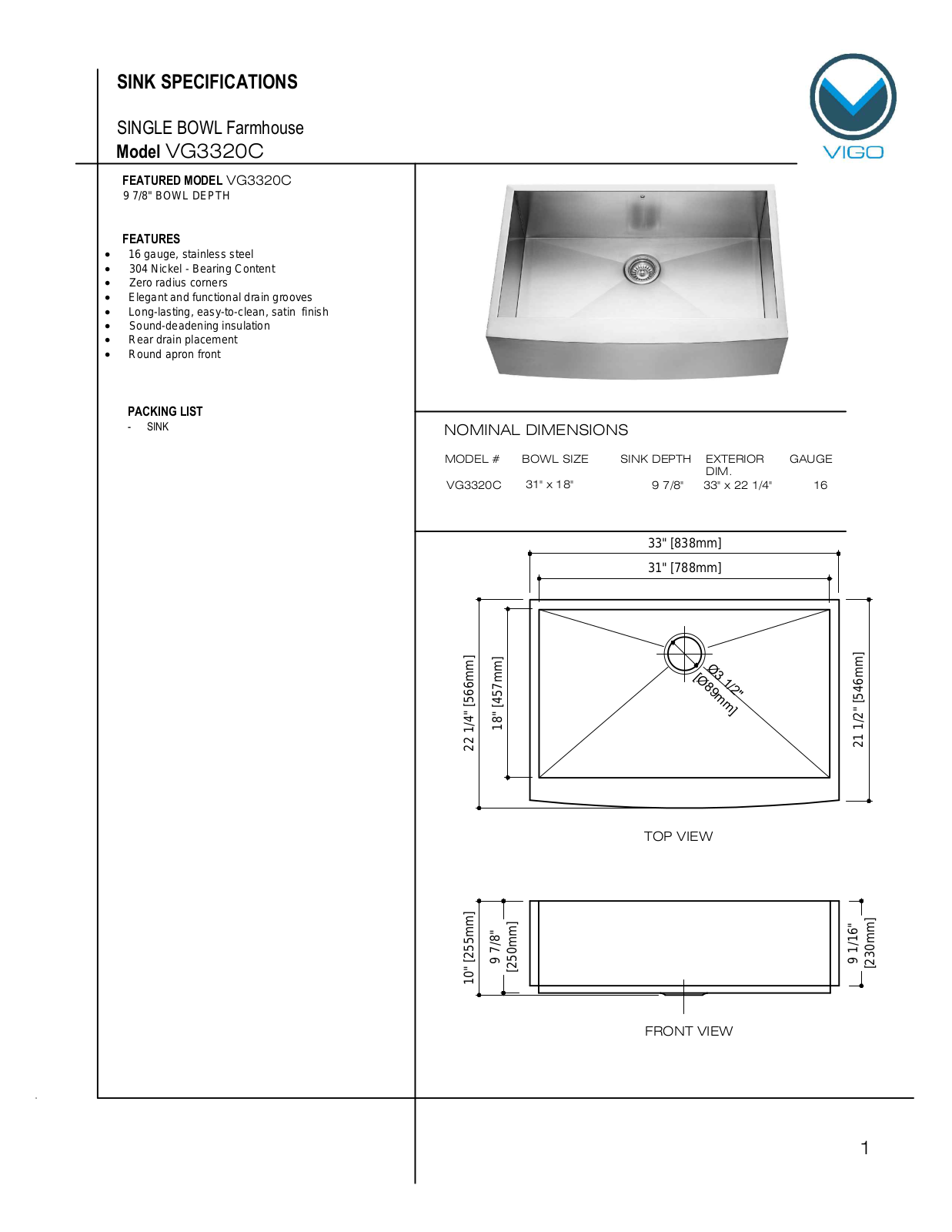 Vigo VG3320C User Manual