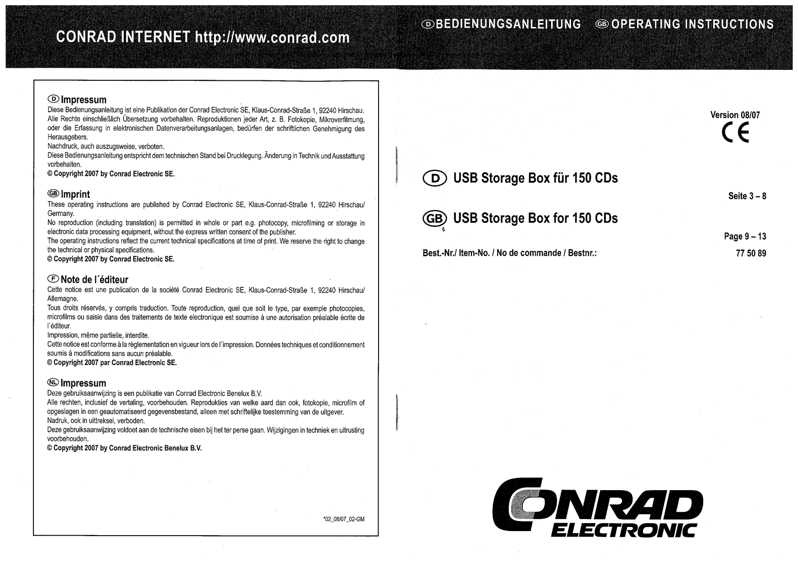 Conrad 775089 Operation Manual