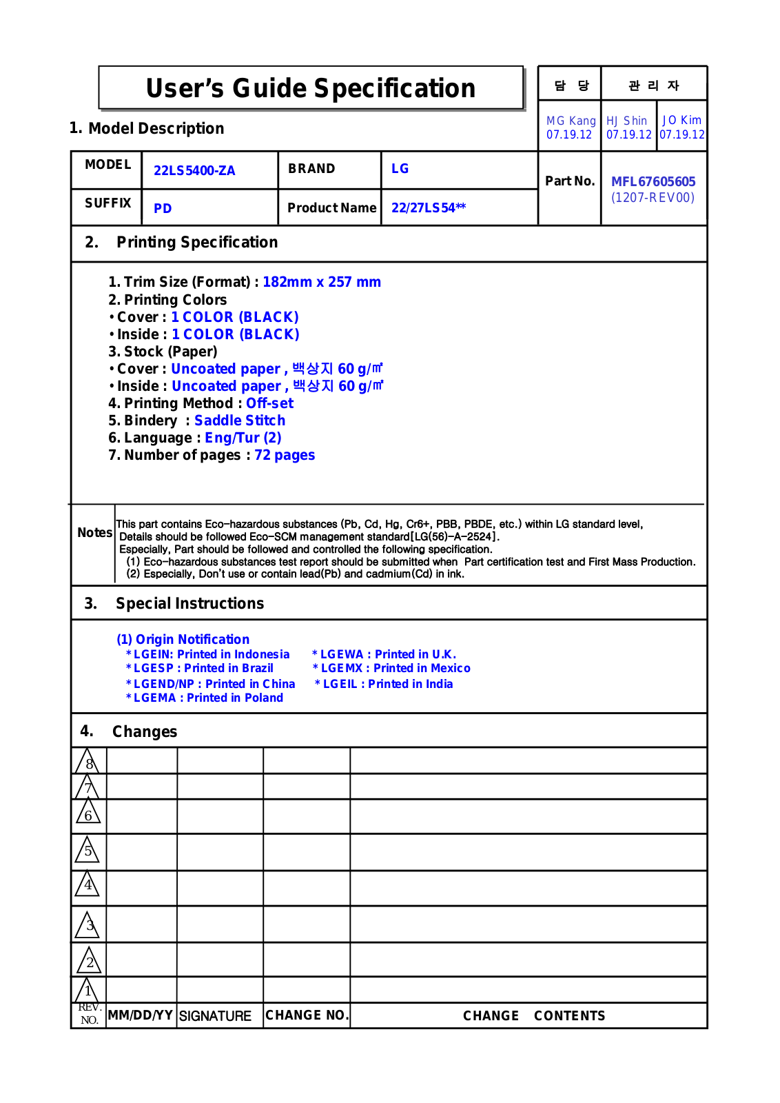 LG 22LS5400, 27LS5400 User guide