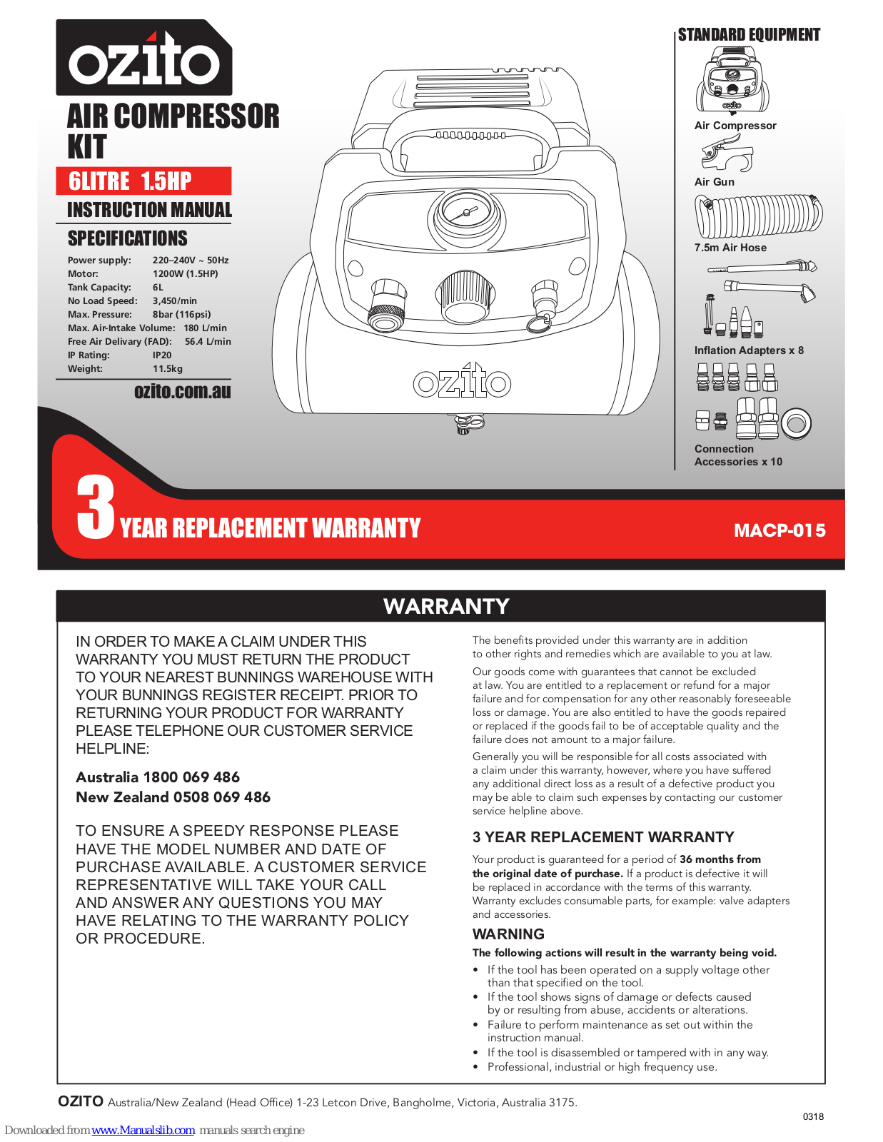 Ozito MACP-015 Instruction Manual