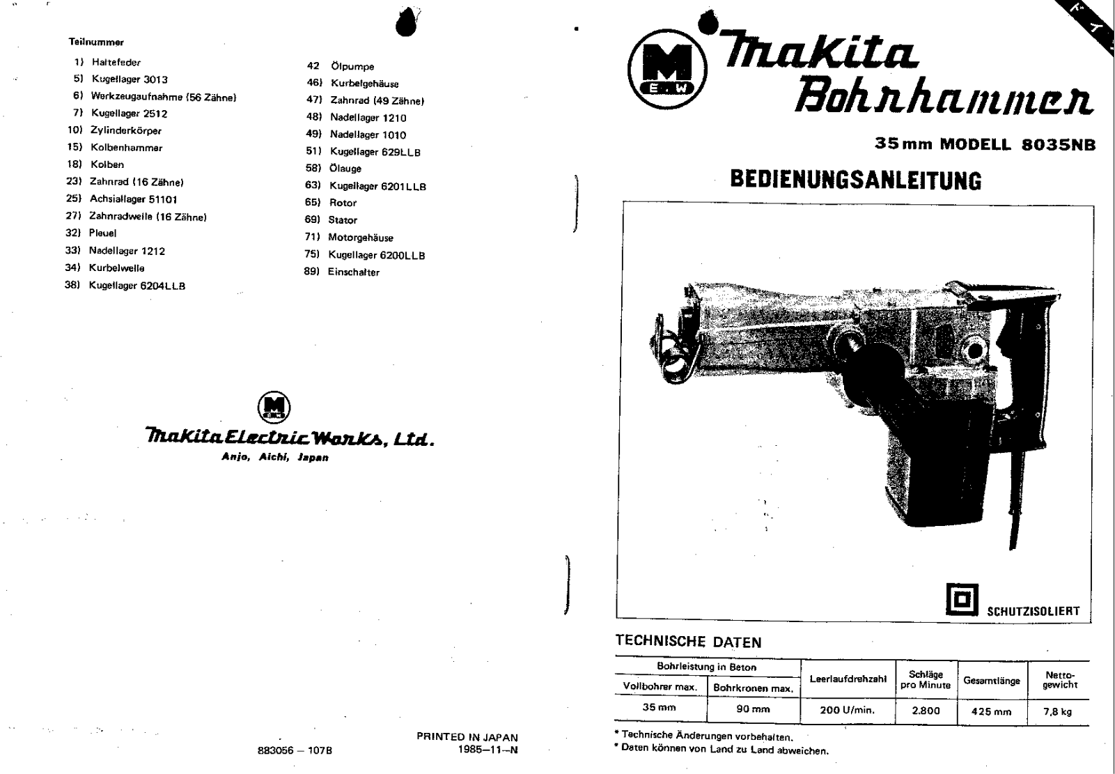 MAKITA 8035NB User Manual