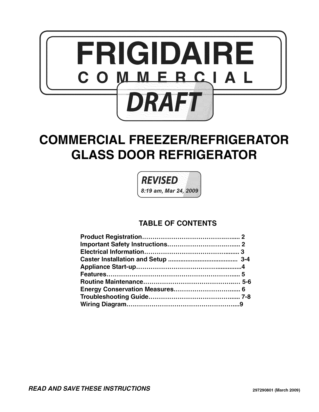 Frigidaire FCRS201RFB5, FCGM201RFB2 Owner’s Manual