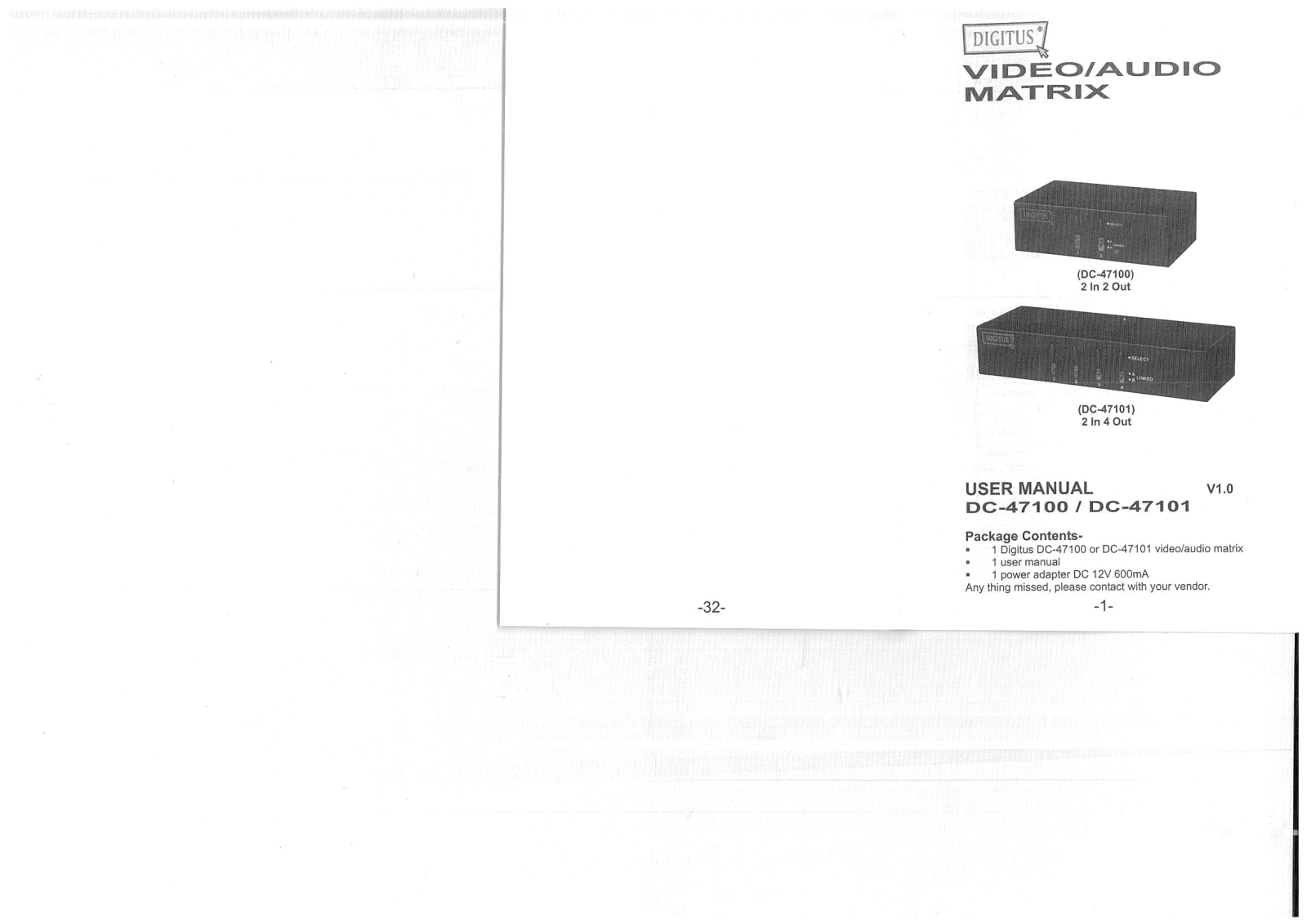 Digitus DC-47100, DC-47101 User guide