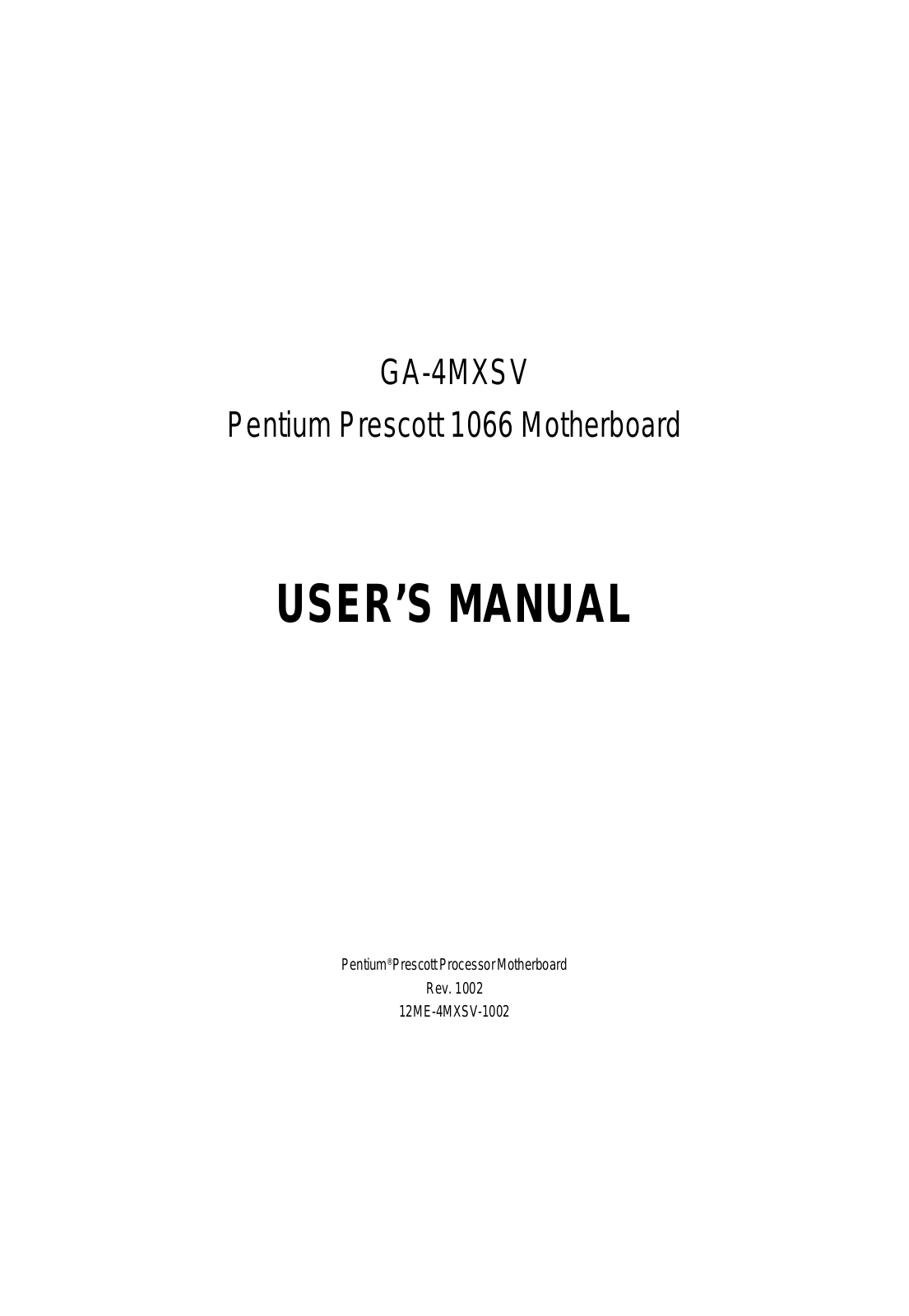 Intel GA-4MXSV User Manual