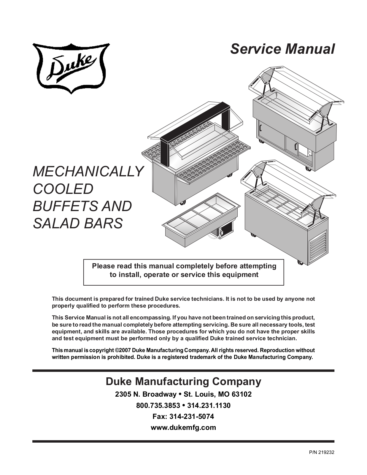 Duke 315-25 Service Manual