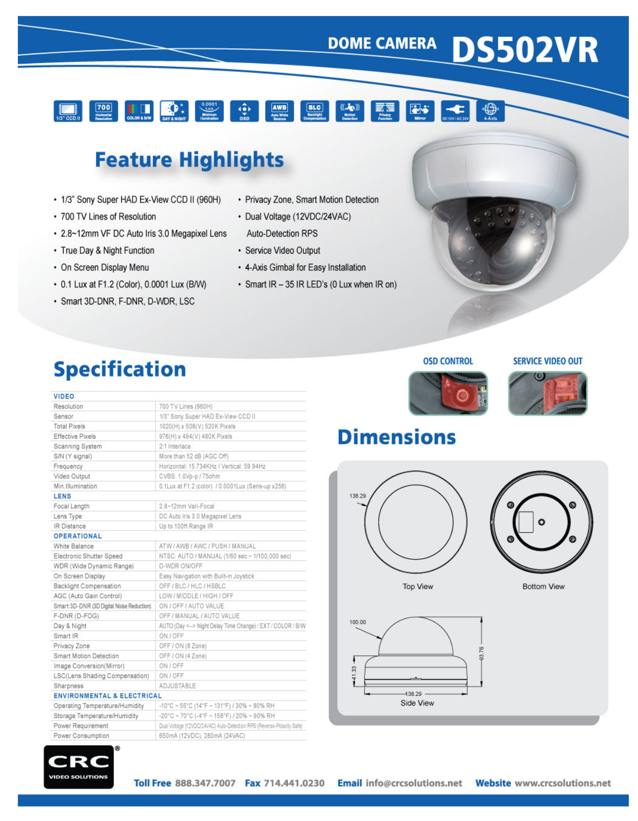 Cantek DS502VR Specsheet