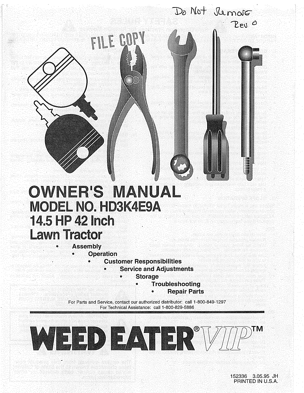 Weed Eater 152336, HD3K4E9A User Manual