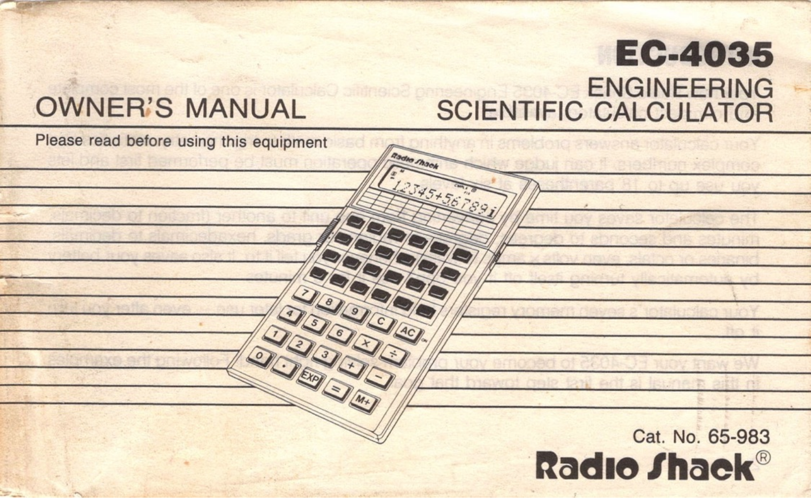 Radio Shack EC-4035 Owners Manual - ManualMachine.com
