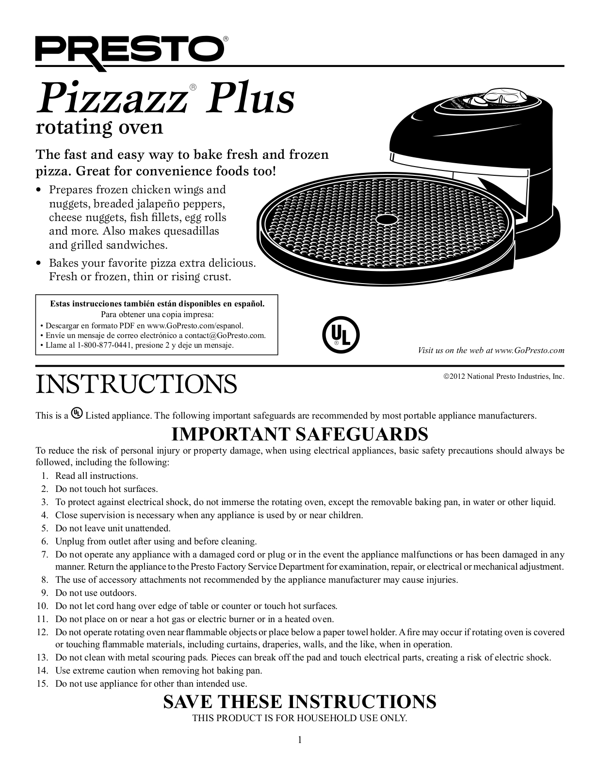 Presto Pizzazz User Manual